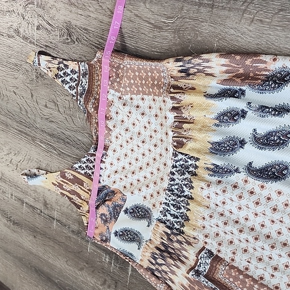 NEW! TRIBAL JEANS Border Sleeveless Tiered Patchwork Print Maxi Dress XS - Picture 4 of 8